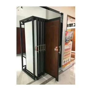 Kainice Customized for Interior Sliding Metal Frame Wood Doors Stand Push Pull Out Type Showroom Door Display Rack