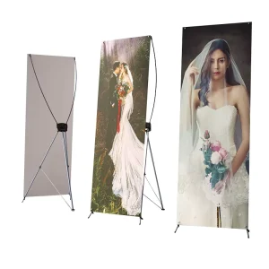 Korean Style Large Size Stable X Banner Stand with Digital Printing Iron Pole for Outdoor Promotions