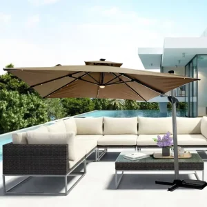 L OEM Roman Adjustable Parasols Custom Commercial Advertising Solar Powered LED Aluminium Roma Sun Umbrella