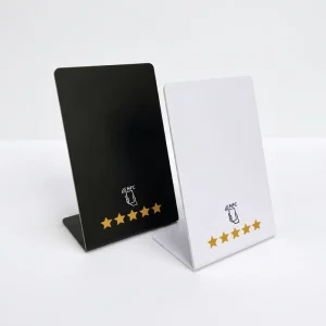 L Shape PVC PET NFC RFID Waterproof Stand Table Top Display Sign Board Store Hotel Reception Desk Counter