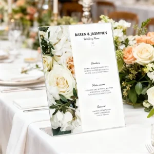 L Shape Wedding Menu Display Holder Bar Counter Beverage Menu Display Frame