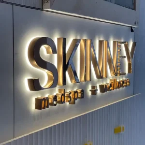 LED Backlit Custom Acrylic Mini Advertising Signboard Storefront Sign Stainless Steel Luminous Letters IP65 Weatherproof