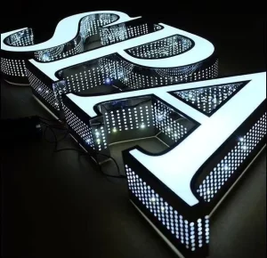 LED Channel Outdoor 3D Letter Sign Frontlit Lighted Store Front Signs With Perforated Side Letters For Company Decoration