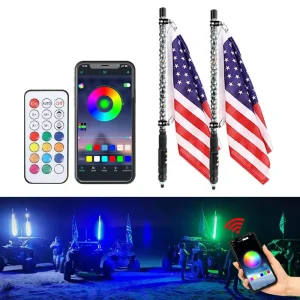 LED Flag Pole 4×4 Off-road Vehicle Exterior Accessories APP Remote Control RGB Flagpole Car Ambient Light for Truck Jeep