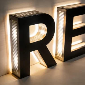 LED Illuminated Stainless Steel Billboard Side Punching Luminous Acrylic Characters Electronic Sign Dot Matrix Production