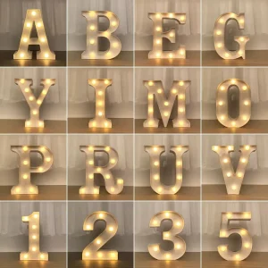 LED Letter Night Light Alphabet Number Heart Plastic LED Light for Wedding Valentines Day Deco Birthday Party DIY Deco