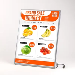 LED Light Box for Restaurant Store & Food Truck A4 Rectangle Magnetic Menu Board with Aluminum Frame