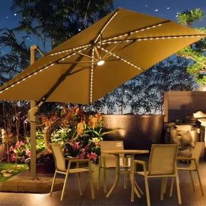 LED Light Parasol Professionnel Simulated Beach Sunshade Polyester Umbrella Garden Outdoor Umbrella for Restaurant