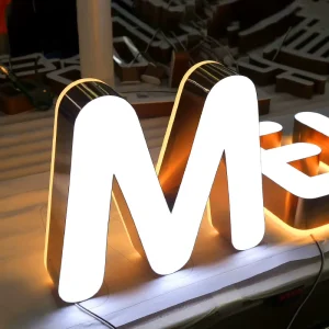 LED Light up Letters Logo Custom-Made Borderless Edge-Lit Acrylic Illuminated Letters Company Signboards Aluminum-Edged White