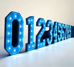 LED Marquee Letters Stainless Steel Frame Dot Matrix Number Light Sign