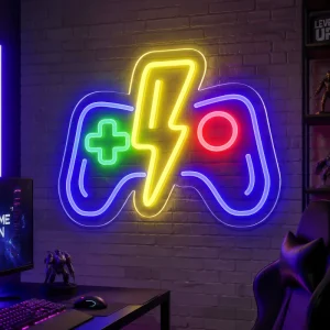 LED Neon Sign Custom Design Acrylic Neon Signage Controller Lightning Bolt for Game Store Shop Decor Business Supply