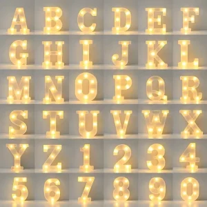 LED PVC Plastic Warm White English Number Letter Light Birthday Proposal Confession Dimmable Atmosphere Decorative