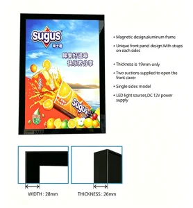 LED Rectangle Light Box Ultra Slim Aluminum Frame High Brightness Magnetic Wall Mounted Backlit Cinema Supermarket Shopping Mall