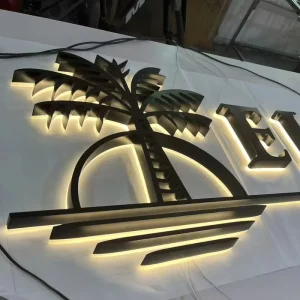 LED Sign Custom Advertising Backlit Gold Metal Office Logo Signboard Letters LED Indoor and Outdoor Store Wall 3D LED Signage