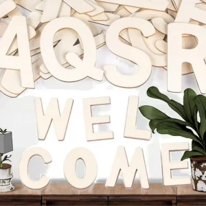Large 3D Unfinished Wooden Alphabet Letters Laser Cut Decorative Wood Craft for Wall Hanging for Home Decoration