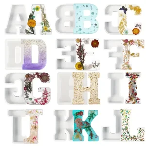 Large Alphabet Resin Molds Silicone A to Z Jumbo Letter Mold for Craft Ornament Home Decoration
