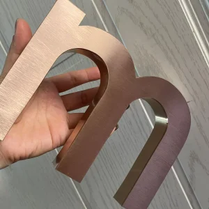 Large Outdoor Letters Brushed Rose Gold Metal Wall Letters Gold 3D Logo Stainless Steel Signage Metal Letter for Wall