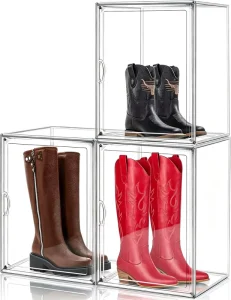 Large Size Acrylic Sneaker Storage Box Stackable Handbag Display Case Clear Folding Storage Organizer Box Shoe Box Shoes Rack