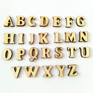 Laser Cut Natural Alphabet Wood Crafts Eco friendly Simple Europe Style Wall Hanging Decoration 2 Bags Little Size Wood Letters