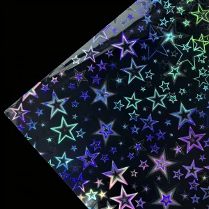 Laser Pentagram (Large) Transparent Holographic Adhesive Film PET Holographic Covering Film Cold Self Adhesive Film