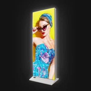Led Advertising Light Box Vertical Double sided Magnetic Billboards With Mobile Ultra thin Floor mounted Light Box