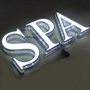 Led Illuminated Sign Perforated Lighted Logo Stainless Steel Punching Holes Letters Signs for Business Advertising