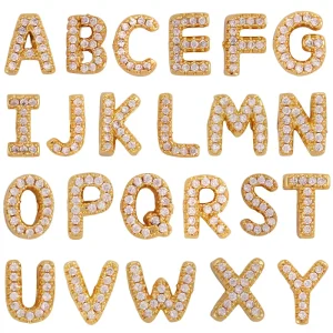 Letter Beads 8mm Golden Crystal Letters Women’s Bracelet Necklace Choker Jewelry Making DIY Accessories Gifts