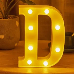 Letter D Alphabet A Z LED Lights Letter Light Up Warm White Battery Operated Night Lights for Wedding Birthday Party