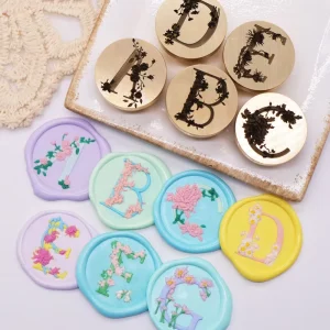 Letter Flower Series Letter A B C Laser Processing Originality Wax Seal Stamp Head