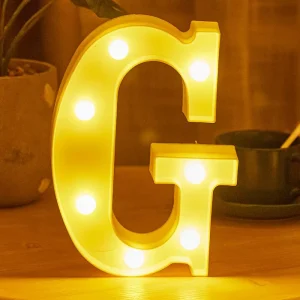Letter G Alphabet A Z LED Lights Letter Light up Warm White Battery Operated Night Lights for Wedding Birthday Party