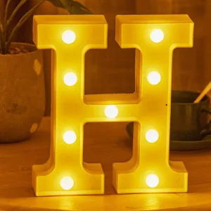 Letter H Alphabet A Z LED Lights Letter Light up Warm White Battery Operated Night Lights for Wedding Birthday Party