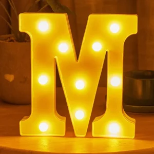 Letter M Alphabet A Z LED Lights Letter Light up Warm White Battery Operated Night Lights for Wedding Birthday Party