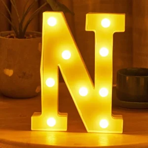 Letter N Alphabet A Z LED Lights Letter Light up Warm White Battery Operated Night Lights for Wedding Birthday Party
