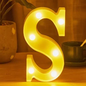 Letter S Alphabet A Z LED Lights Letter Light up Warm White Battery Operated Night Lights for Wedding Birthday Party