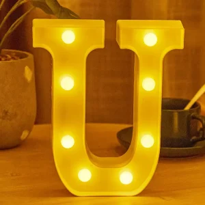 Letter U Alphabet A Z LED Lights Letter Light up Warm White Battery Operated Night Lights for Wedding Birthday Party