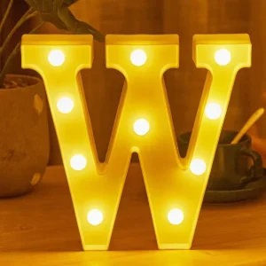 Letter W Alphabet A Z LED Lights Letter Light Up Warm White Battery Operated Night Lights for Wedding Birthday Party