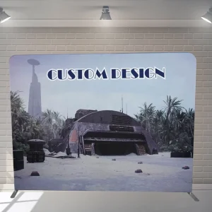 Light Weight Portable Double Sided Arch Backdrop Stand with Aluminum Frame Customizable Size 8Ft Tension Fabric Display