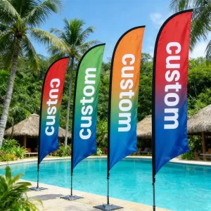Lightweight Portable Beach Flag Pennant Teardrop Digital Printing Double Sided Eco Friendly Customizable Free Design Event