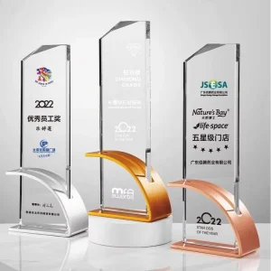 Liuguang High Quality Customization Crafts K9 Crystal Trophy Award Souvenir Eco Friendly UV Printed Excellent Worker