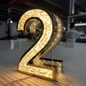 Long Lifespan Side Perforated LED Stainless Steel Letters Outdoor Advertising Sign IPX6 Waterproof Remote Weddings Hotels