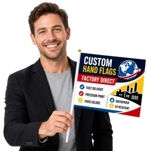 Low MOQ Hand Flag on Stick 21x14cm Double Knitted Polyester Rectangular Shape Concert