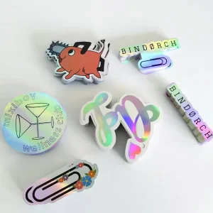 Low MOQ Logo Holographic Transparent Laser Gold Foil Packaging Label Adhesive PVC Custom Stickers