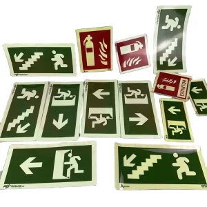 Luminous Vinyl 300mmx150mm Arrow Running Man Photoluminescent Exit Sign Glow In The Dark