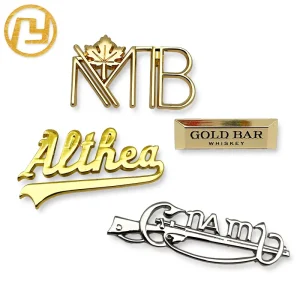 Luxury 3D Embossed Gold Letter Logo Suit Badge Modern Custom Decorative Metal Hollow Brooch for Lapel Pin for Clothes