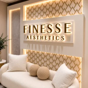 Luxury 3D Logo Outdoor LED Letter Sign LED Backlit Brand Signage Custom Electronic Sign for Salon Clinic Interior Signage