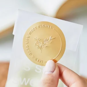 Luxury Custom Adhesive Label Stickers Hot Stamping Embossed Gold Baking Cake Packaging Bags Sealing Stickers