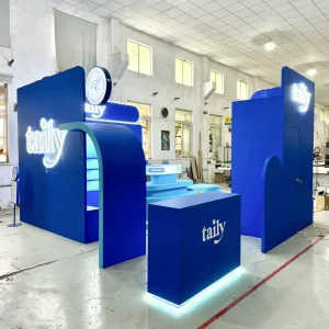 Luxury Custom Modular Wooden Booth 30 MINS Setup Sustainable Eco Friendly Show Booth LED PET SHOW Shell Scheme Display Booth