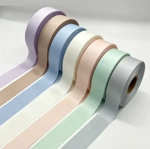 Luxury Double Face Solid Matte Satin Ribbon High Tenacity Soft Woven Edge Smooth Custom Logo Gift Garment Decoration Webbing