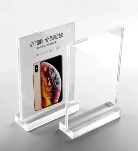 Luxury Family Picture T Shape Clear Vertical Table Menu Store Display Acrylic Stand Sign Holder for Desk Calendar