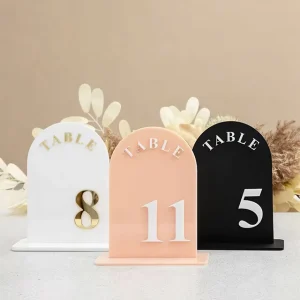 Luxury Modern Wedding Decor Display Stand Acrylic Table Sign Holder Arch Frosted Acrylic Table Numbers